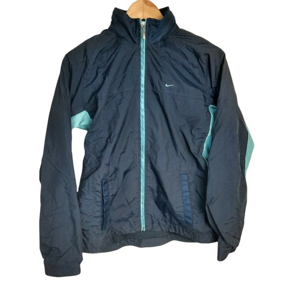 Nike Windbreaker Jacket Packable Hood Lightweight Blue Womens XS Extra Small - Picture 1 of 11